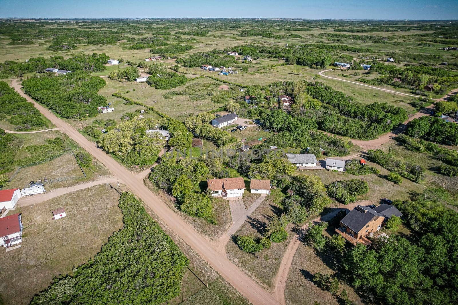 Drone image capturing the natural beauty of Pike Lake in Saskatchewan, showcasing its tranquil waters and scenic surroundings
