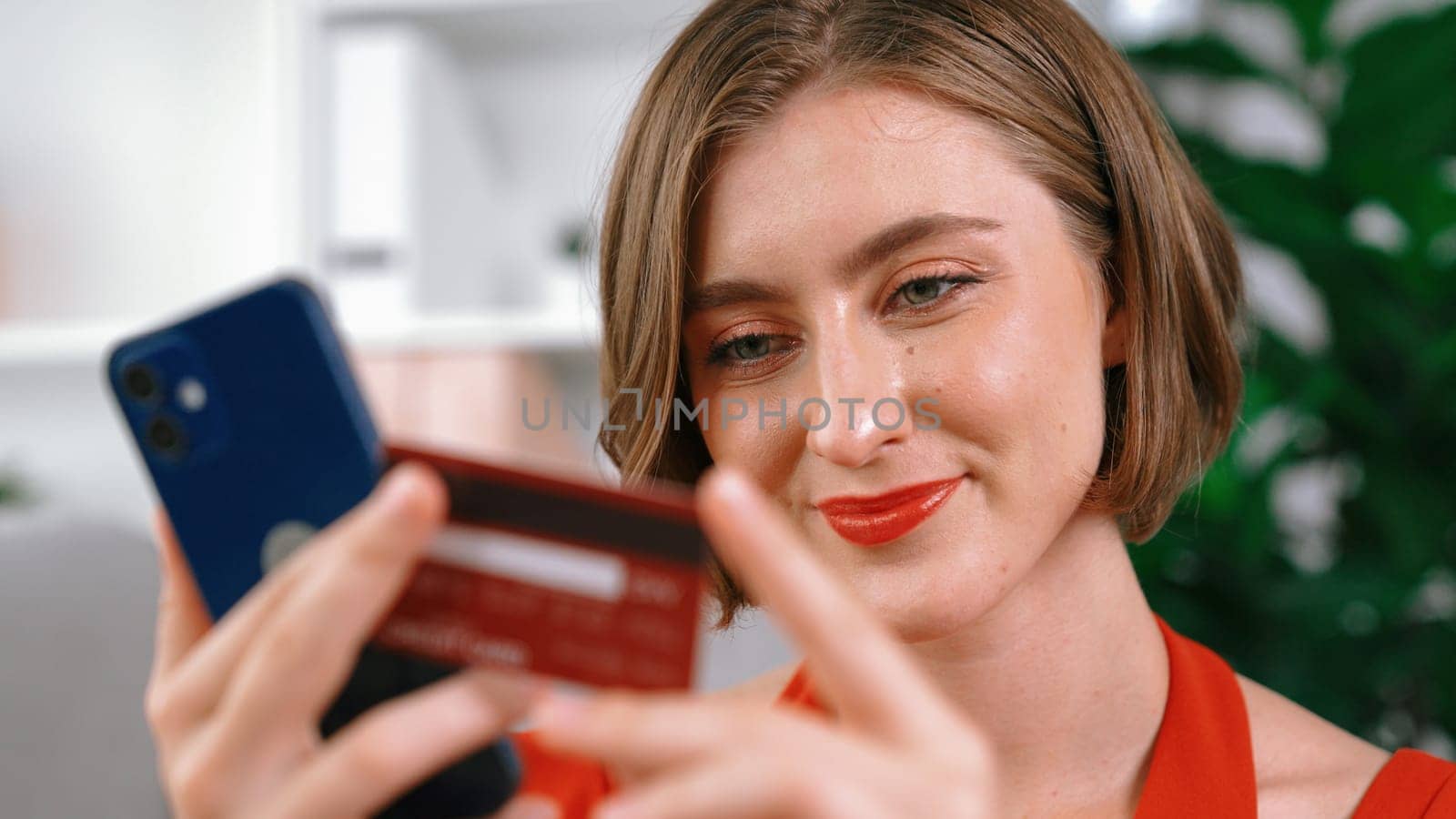 Woman shopping or pay bills online on internet prim shopping by biancoblue