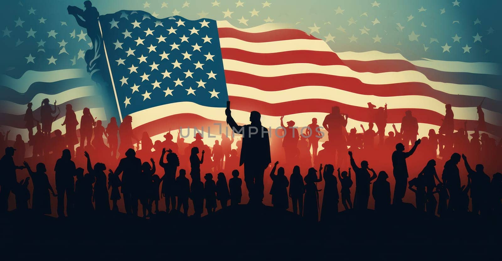 Patriotic Celebration: American Flag Silhouette Salute in the United States