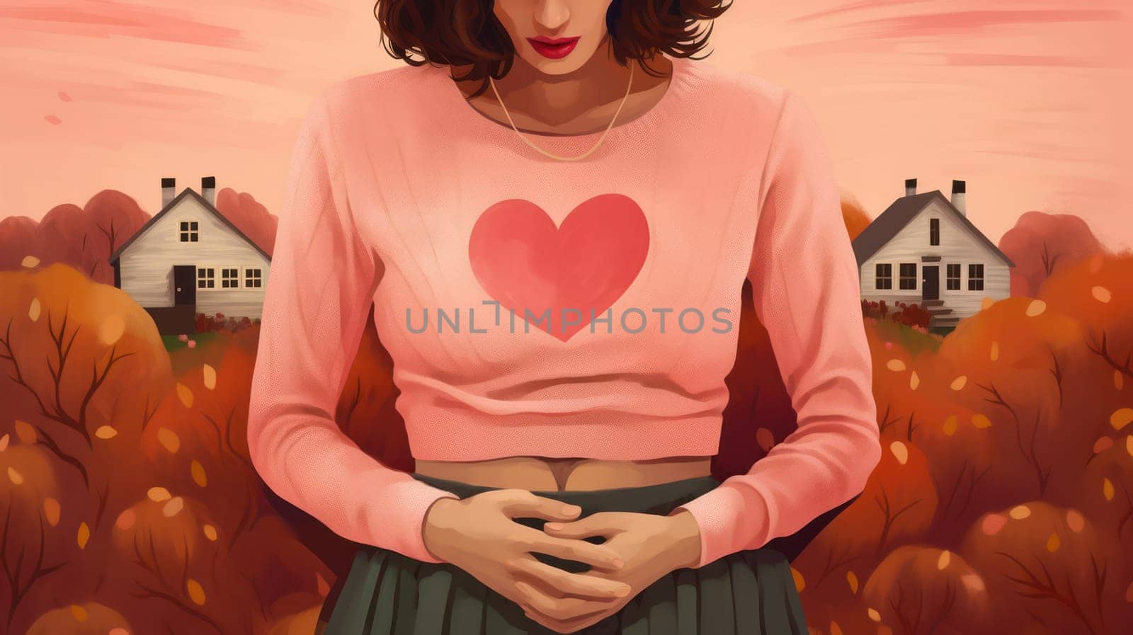 Lovely Red Heart: A Beautiful Valentine's Day Illustration with a Cute Vintage Design and Retro Style.