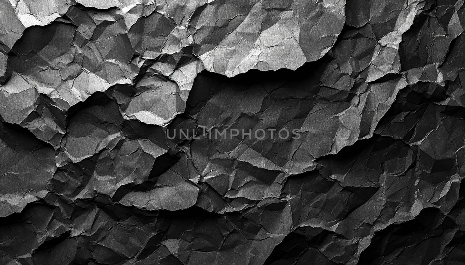 Crumpled black paper background texture. Closeup crumpled dark grey or black paper texture background.Dark ,black paper sheet board with space for text ,pattern or abstract design backdrop.copy space