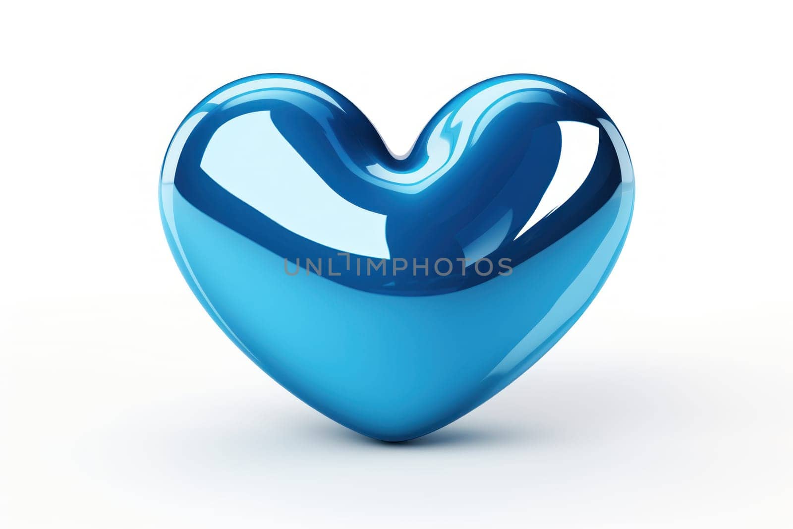 Blue heart isolated on white background. Generative AI.