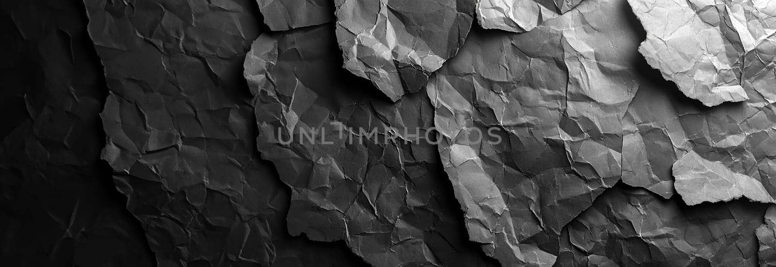 Crumpled black paper background texture. Closeup crumpled dark grey or black paper texture background.Dark ,black paper sheet board with space for text ,pattern or abstract design backdrop.copy space