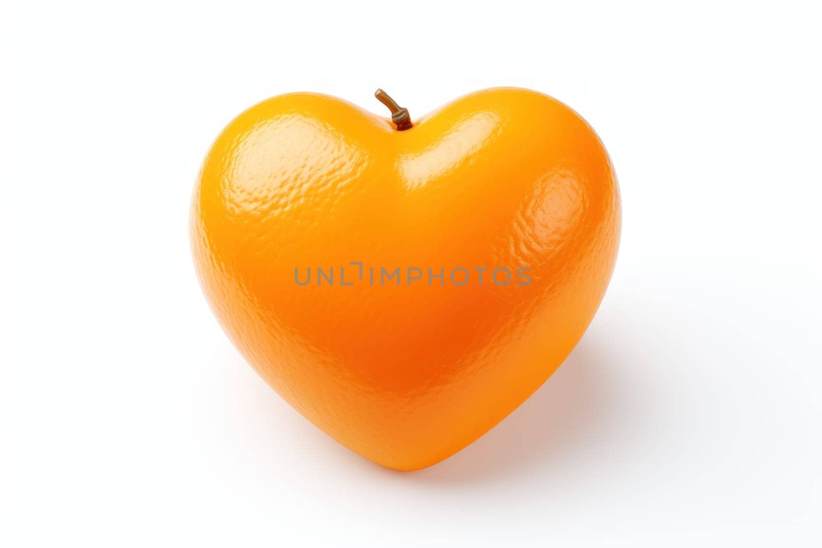 Orange heart isolated on white background. Generative AI.