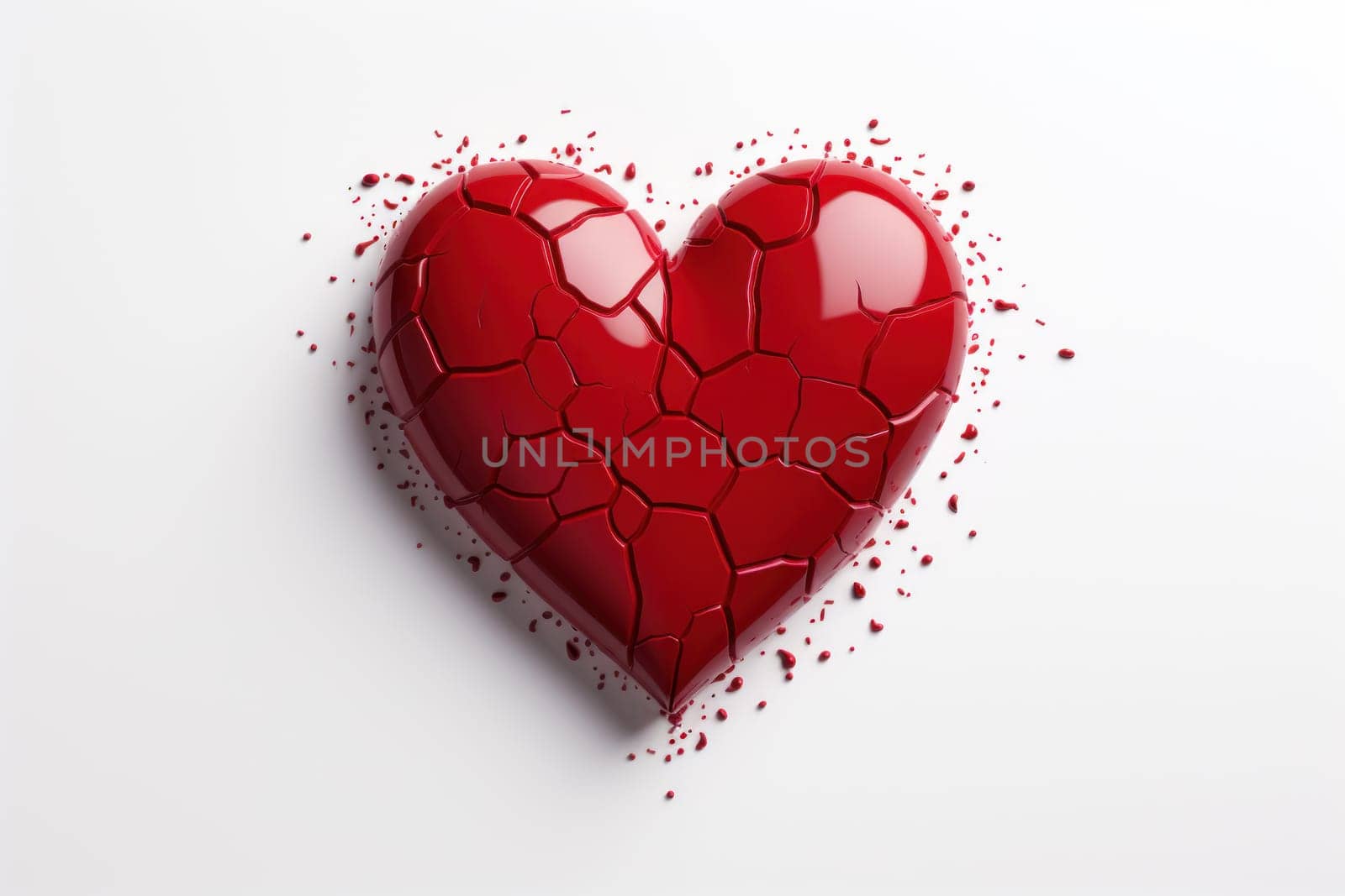 Red heart isolated on white background. Generative AI.