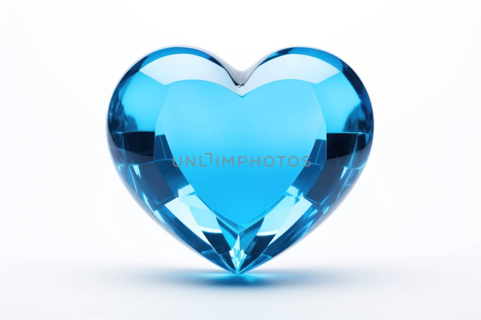 Blue heart isolated on white background. Generative AI.