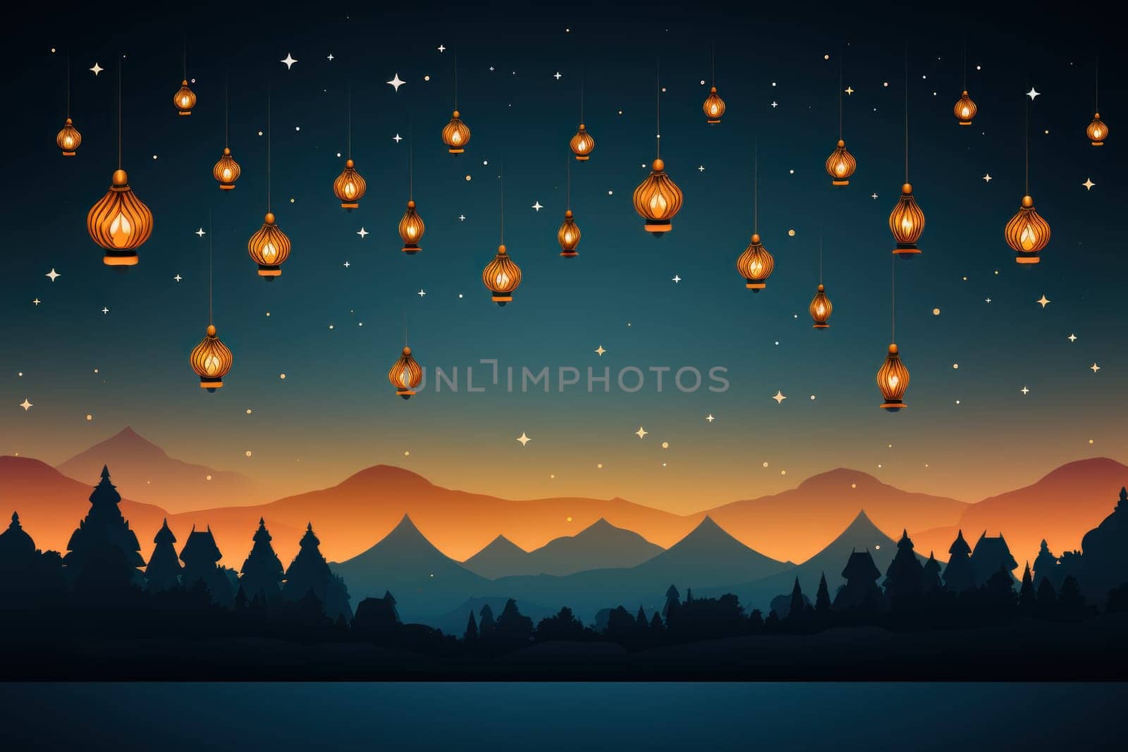 Illustration of Diwali festival Diya Lamp with rangoli at the bottom. Generative AI.