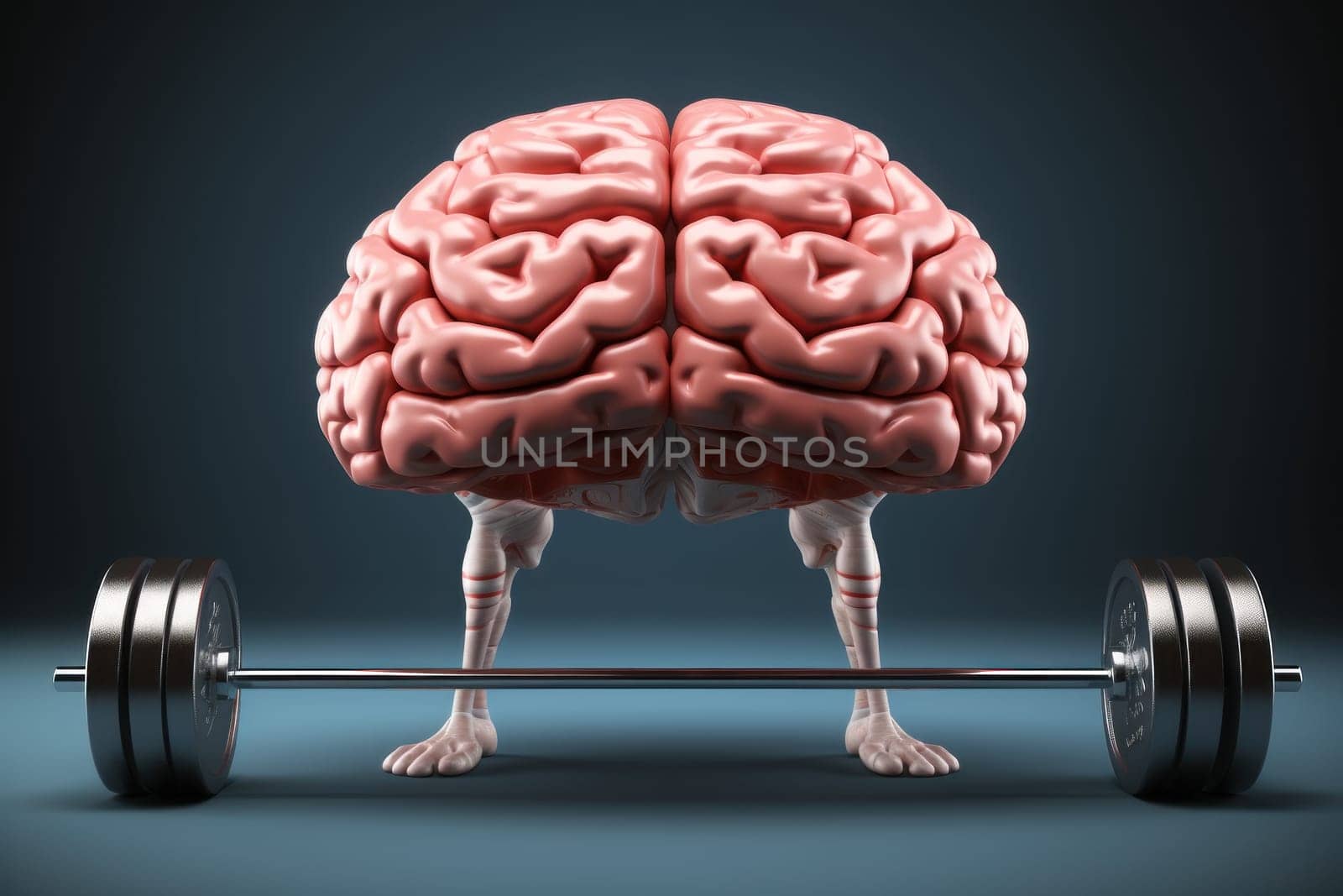 The concept of brain training with a barbell. Generative AI.