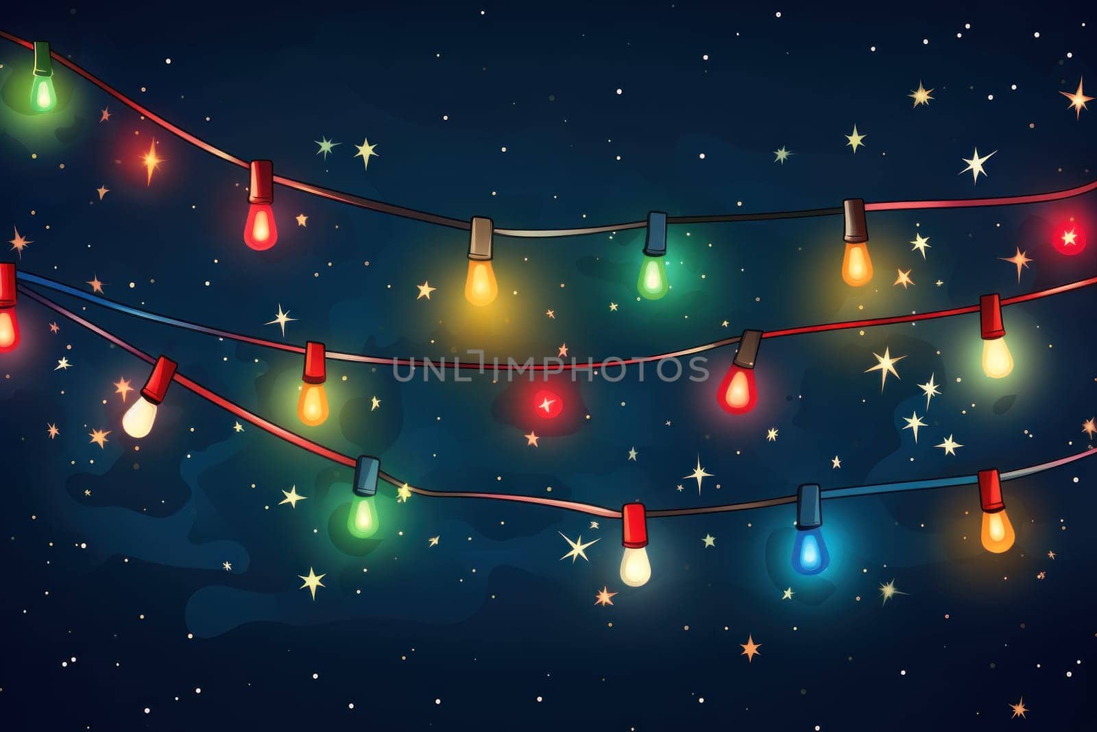 Illustration Beautiful Christmas Background with light. Generative AI.