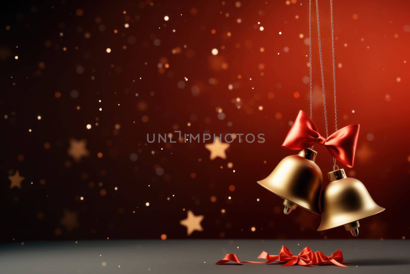 Christmas gift banner bell. Generative AI.