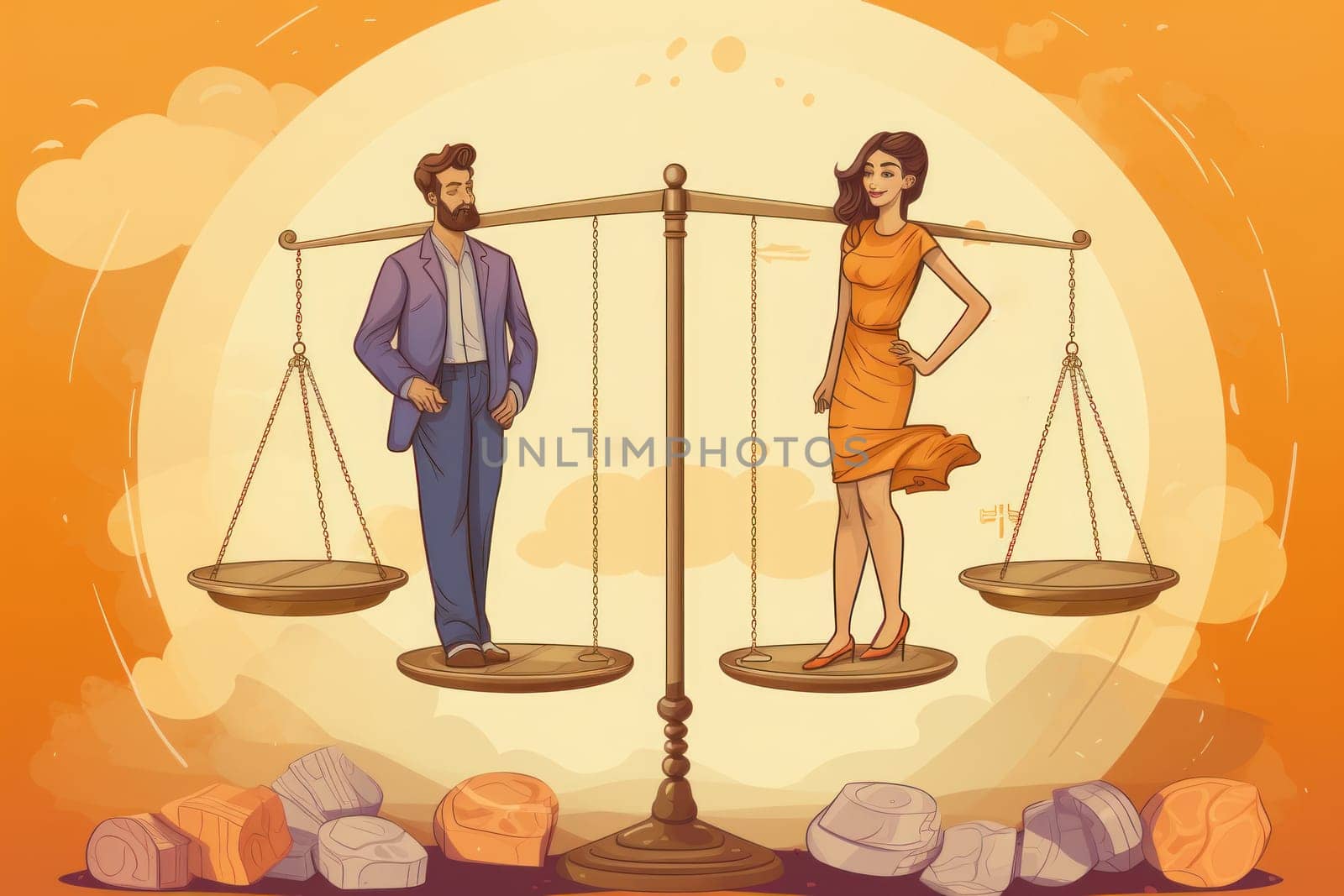 illustrations gender equality assets. Generative AI.