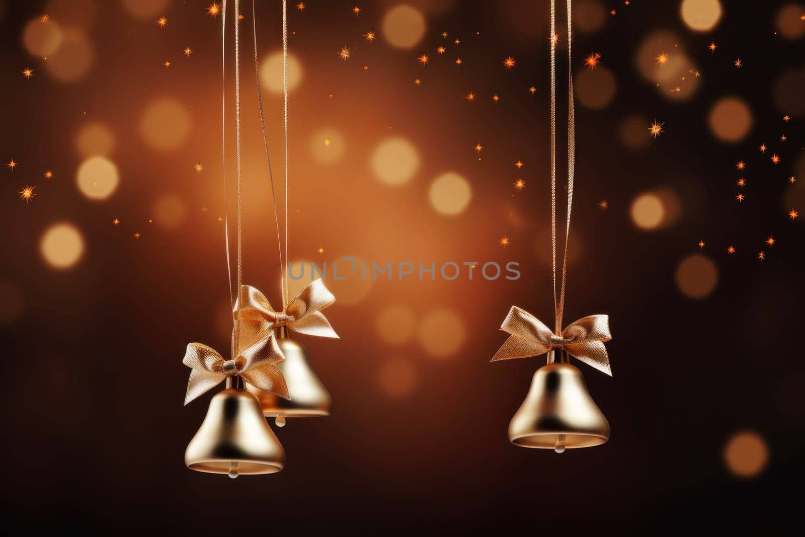 Christmas gift banner bell. Generative AI.