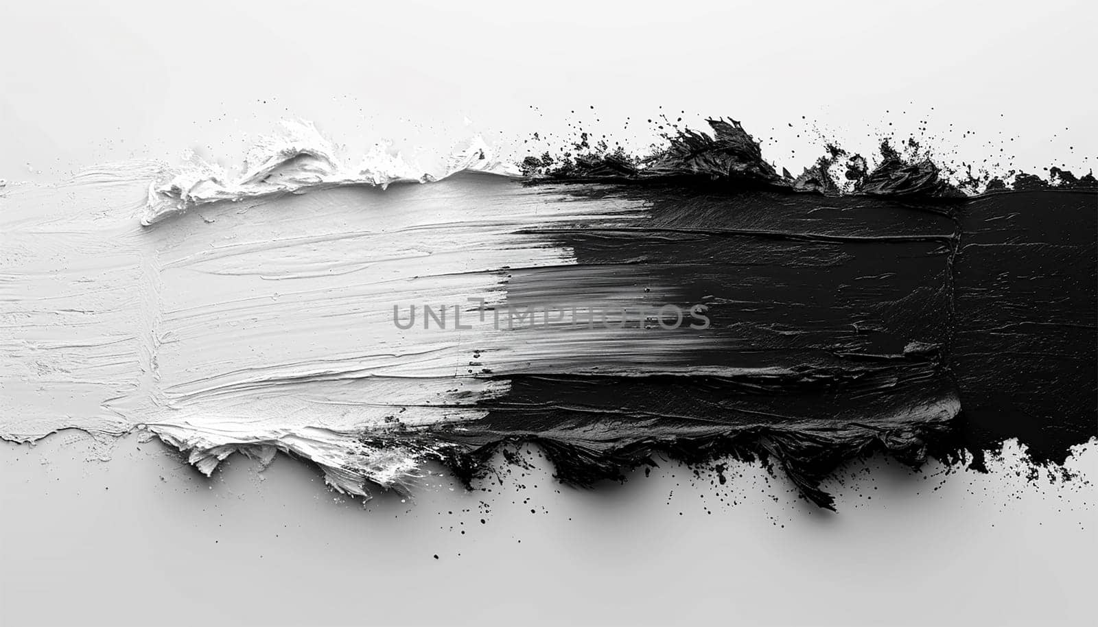 Black and white paint strokes abstract background texture. White oil paint smudge over white background. Black oil paint stroke top view. by Annebel146