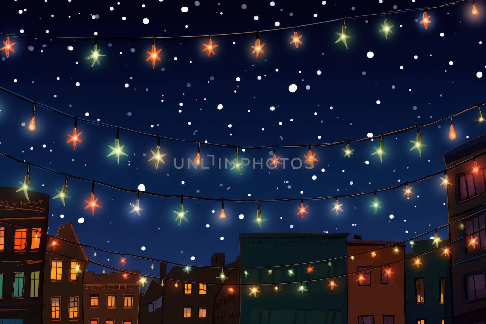 Illustration Beautiful Christmas Background with light. Generative AI.