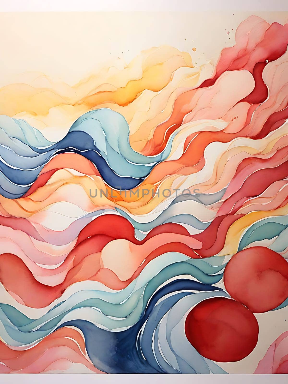 Vibrant Water Wave Painting, A Colorful Splash of Natures Power and Beauty. Generative AI. by artofphoto