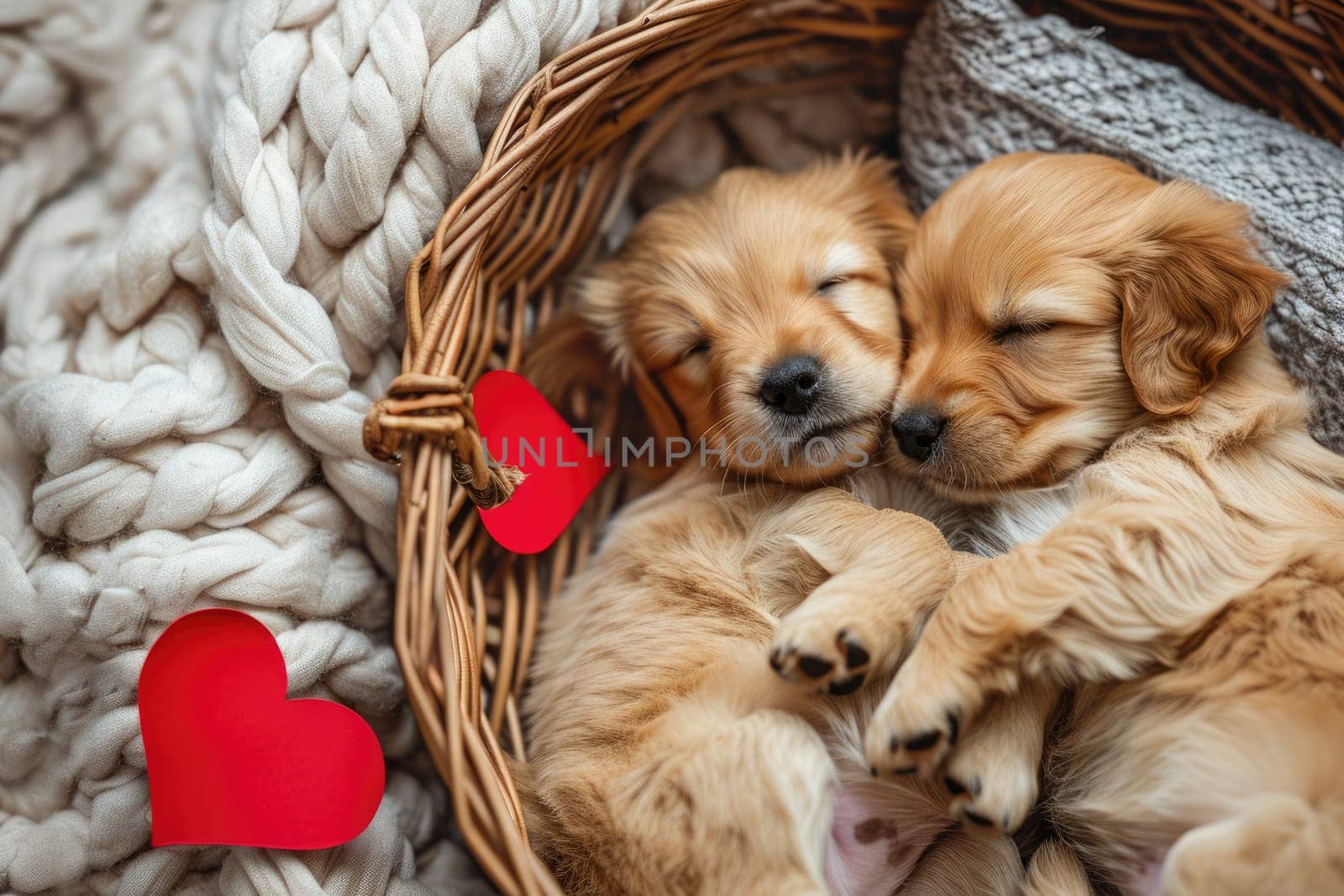 Cute puppy couple in love in valentines day Pragma by biancoblue