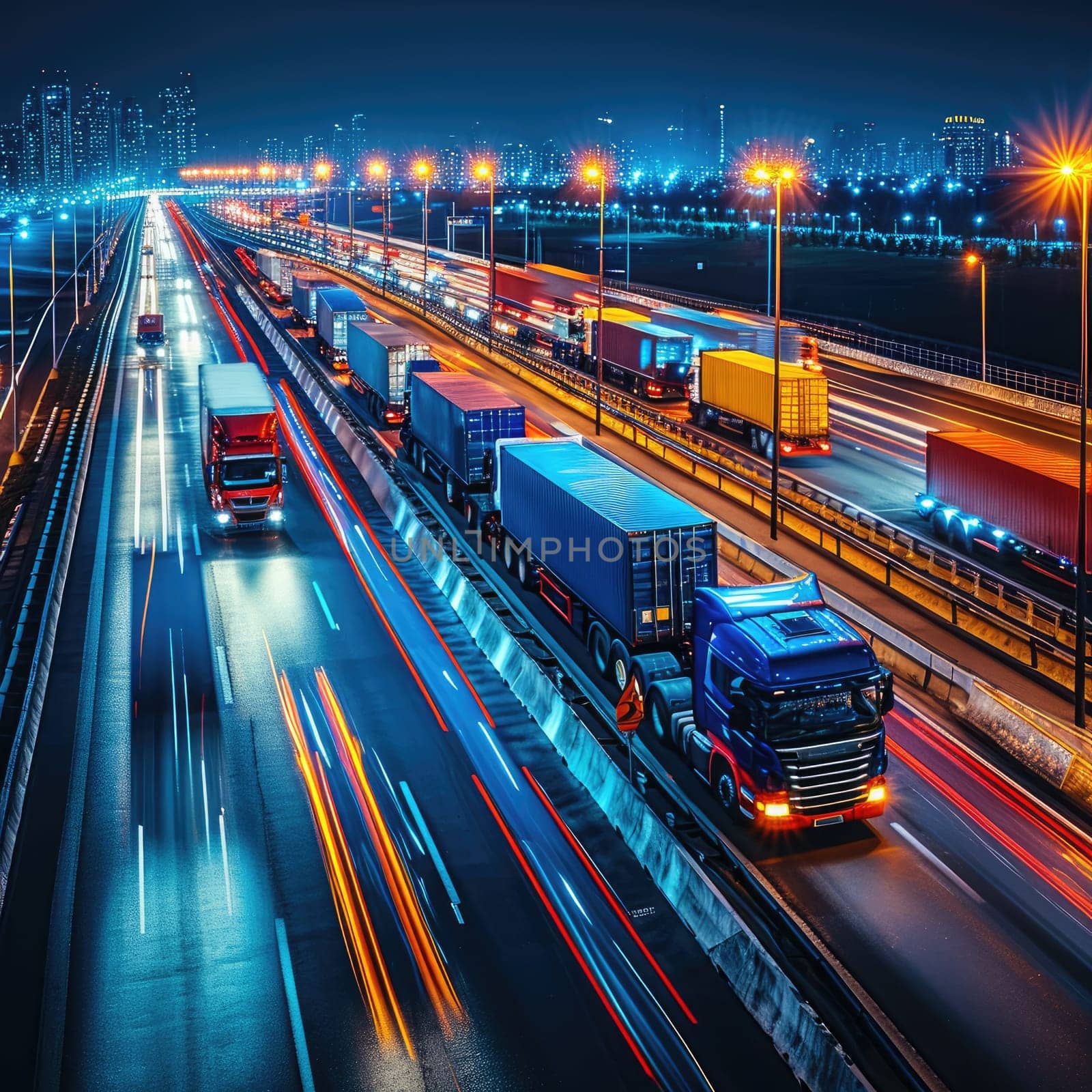 Logistics transportation system concept. Background Generative AI.