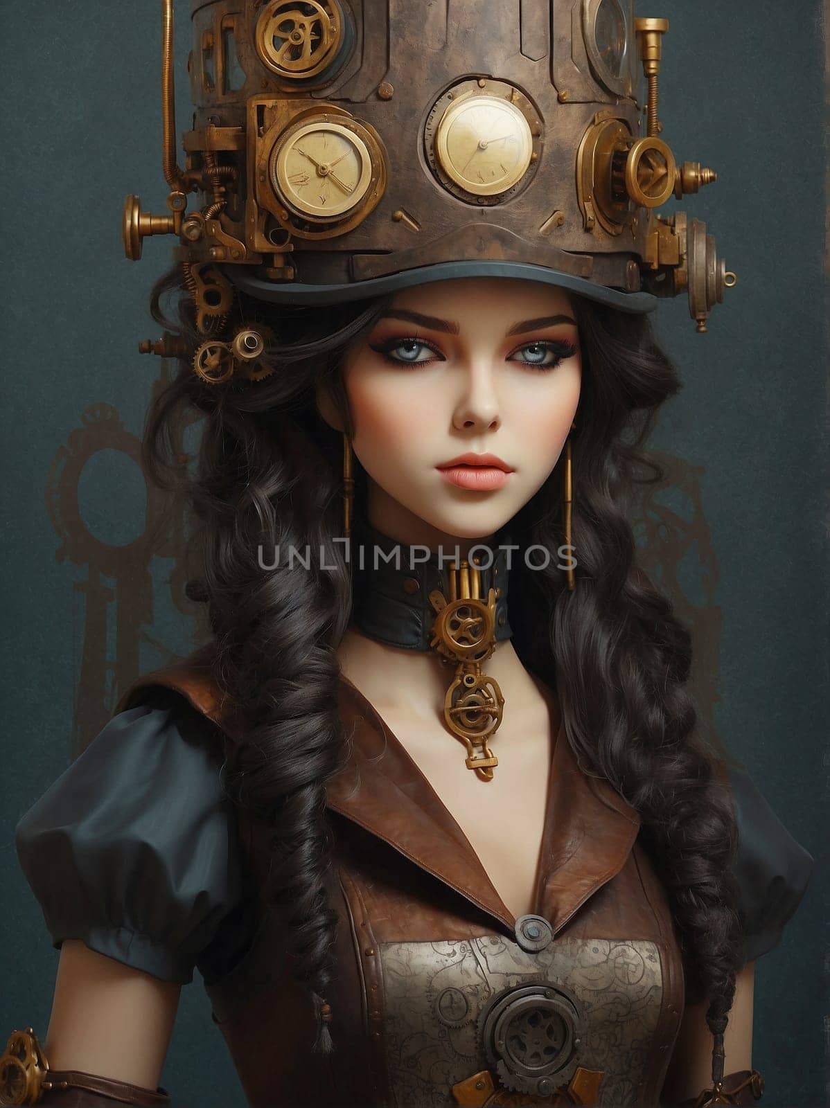 Doll Wearing Hat With Clocks. Generative AI. by artofphoto