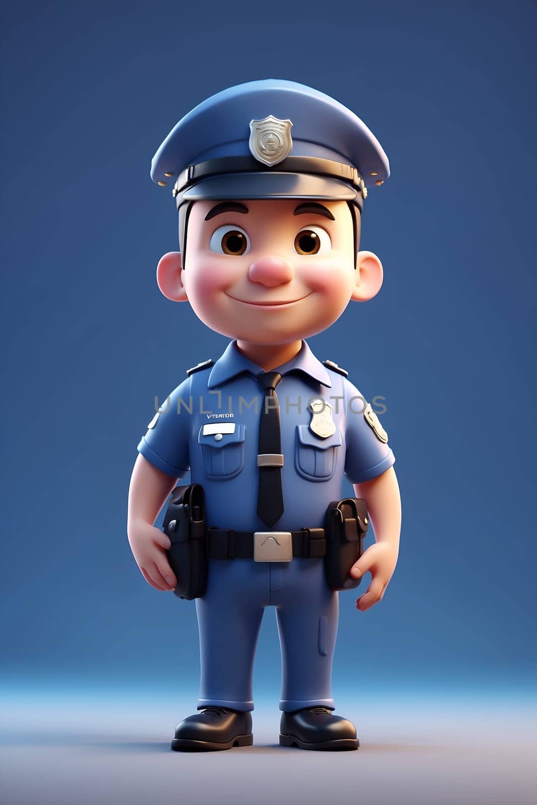 Cartoon Character in Police Uniform, Fun, Humorous Image of a Law Enforcement Character. Generative AI. by artofphoto