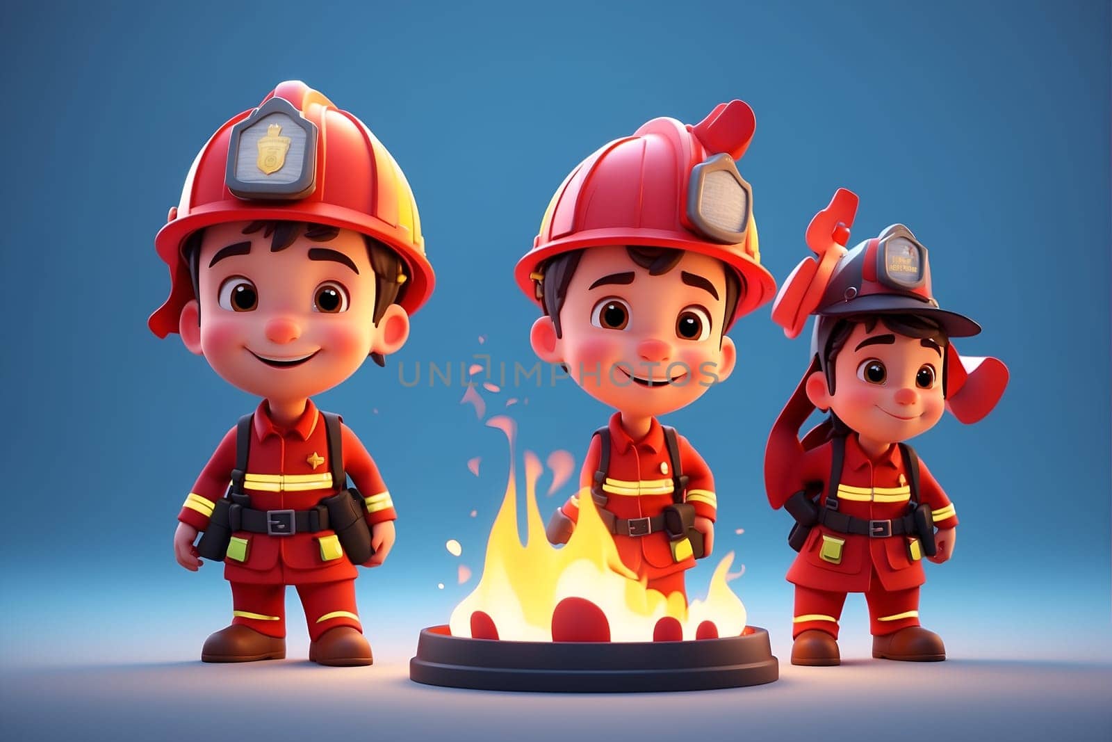 Firefighters Stand Next to Raging Fire, Battling to Save Lives and Extinguish Flames. Generative AI. by artofphoto
