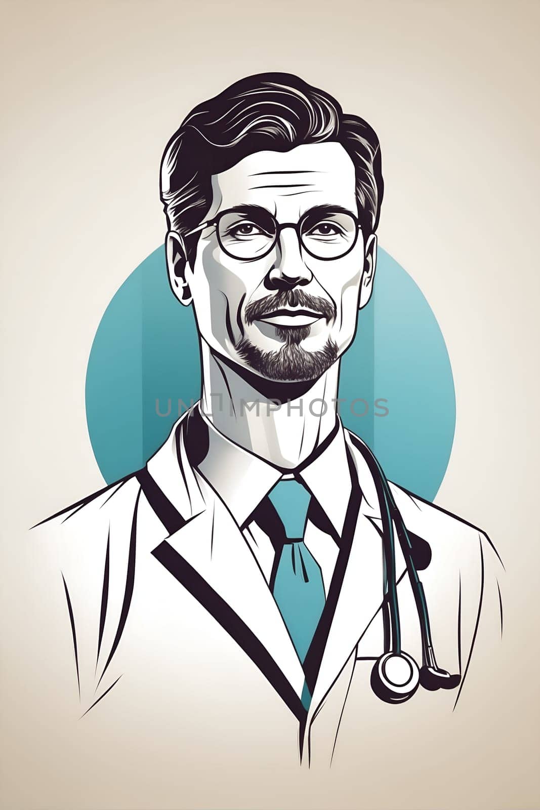 Professional Man in Suit and Tie With a Stethoscope.. Generative AI. by artofphoto
