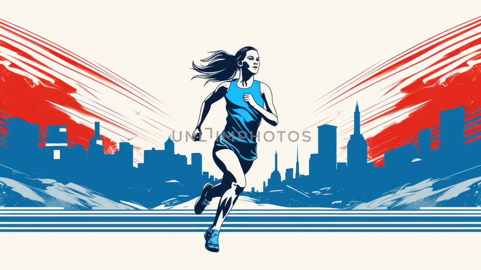 Banner of the athletics competitions in a modern style with colorful. Generative AI.