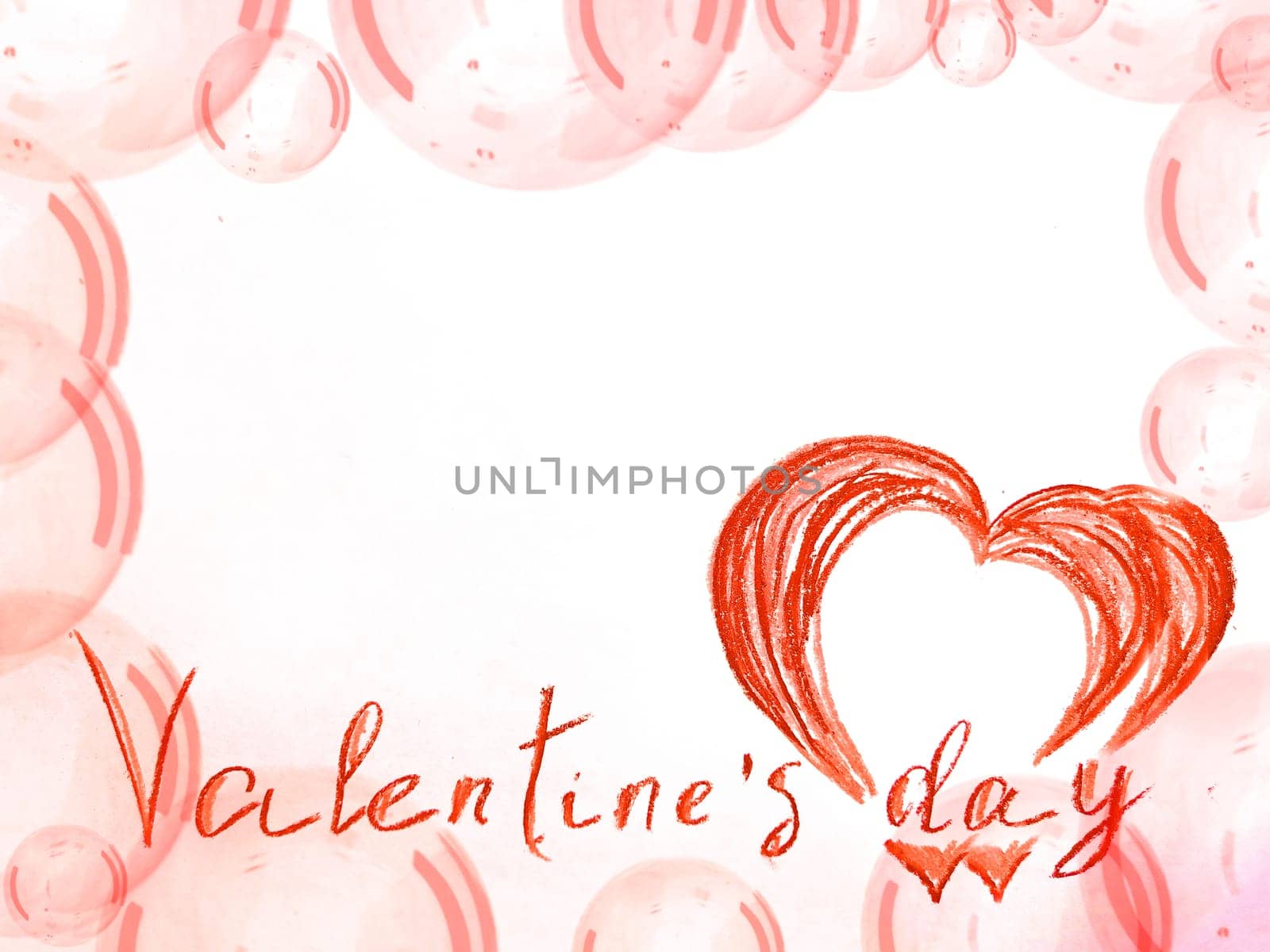 Valentine's day background with red hearts and and the inscription on pink and white place. Festive texture with copy space and place for text. Top view by keleny