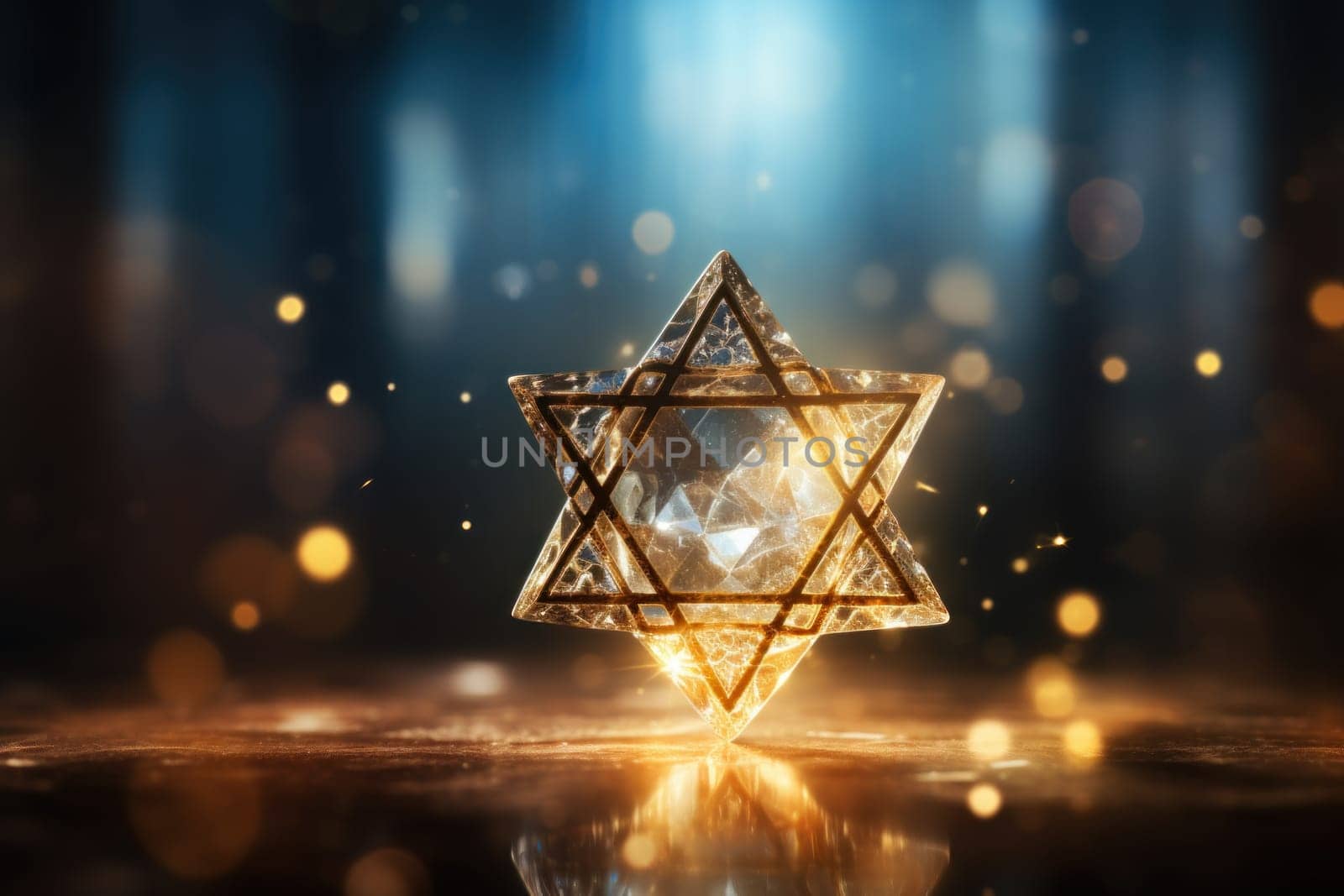 The Star of David, protector of Judaism background. Generative AI.