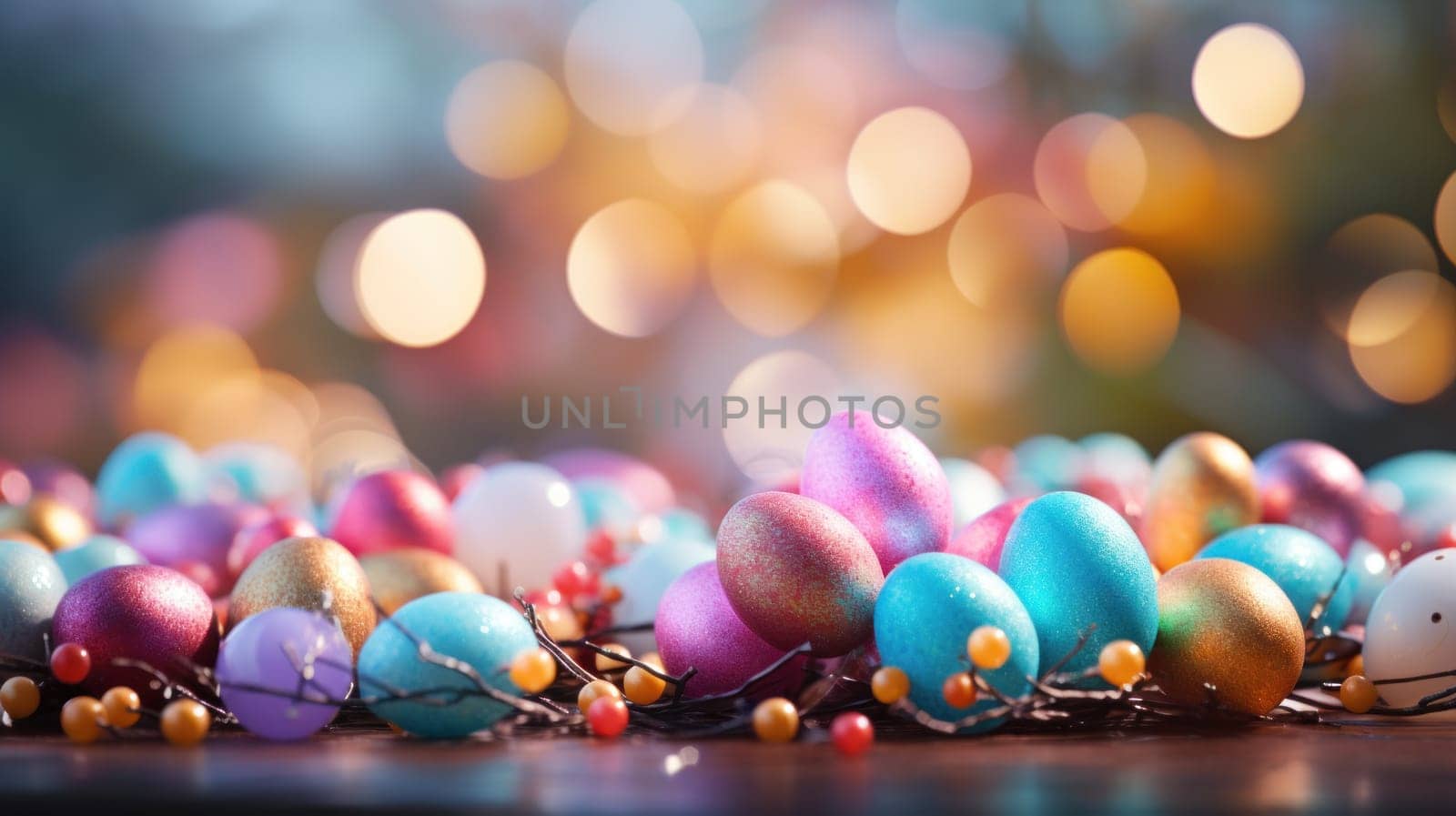 Banner Easter blurred background. Generative AI.