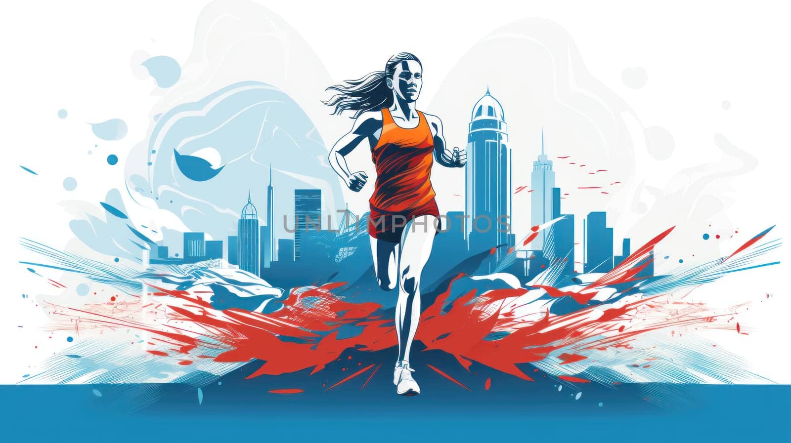 Banner of the athletics competitions in a modern style with colorful. Generative AI.