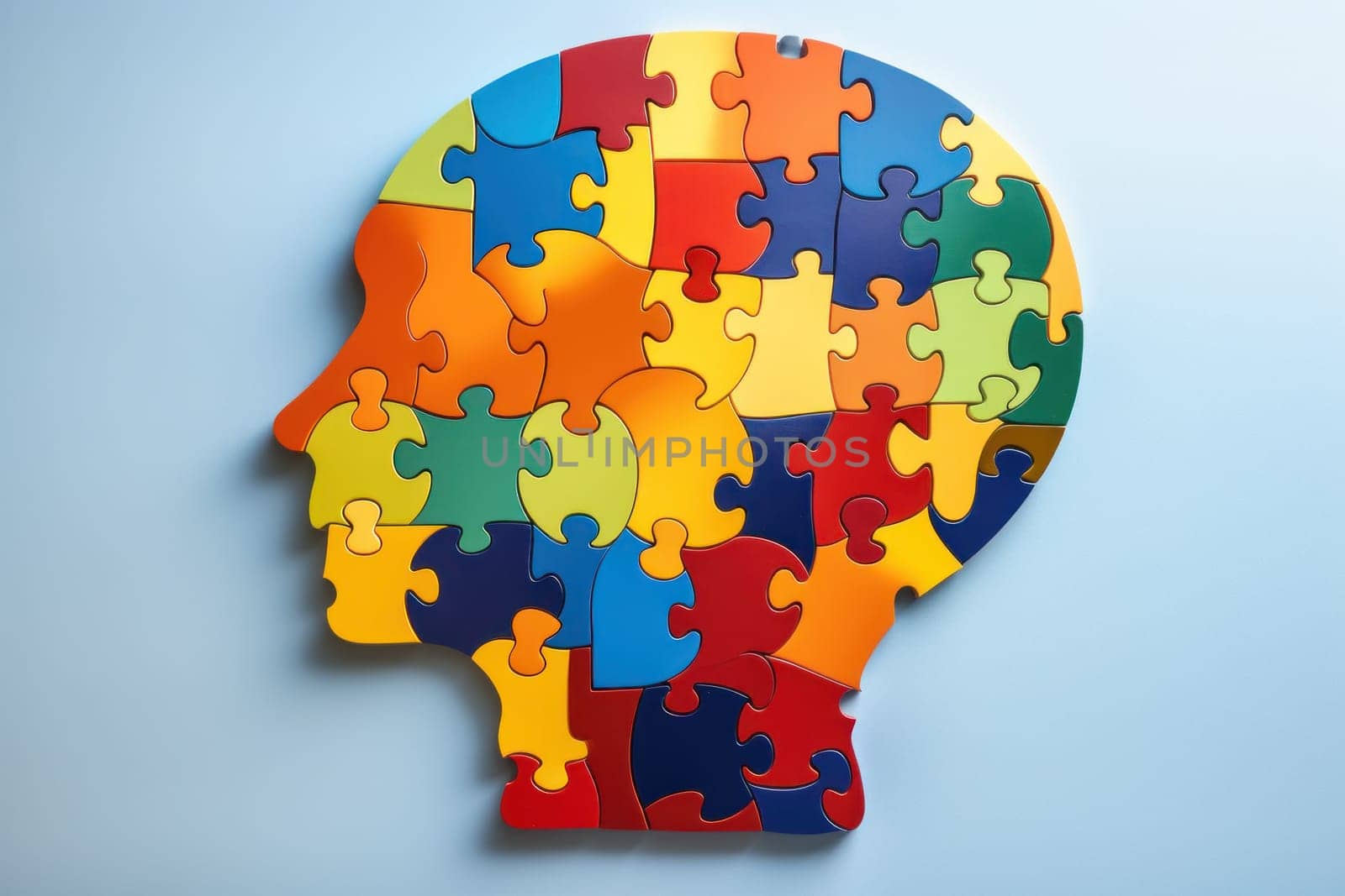 Brain shaped puzzle paper world mental health day, world Parkinson day concept. Generative AI.