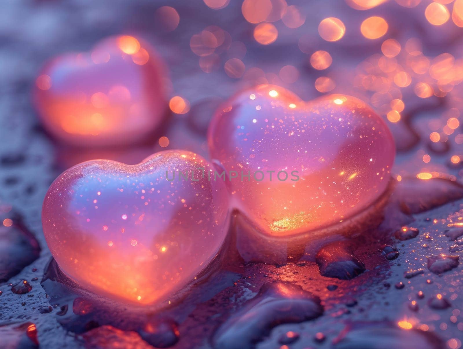 3D Glass Shiny Heart Background. Creative Valentine's Day 3D Wallpaper. by iliris