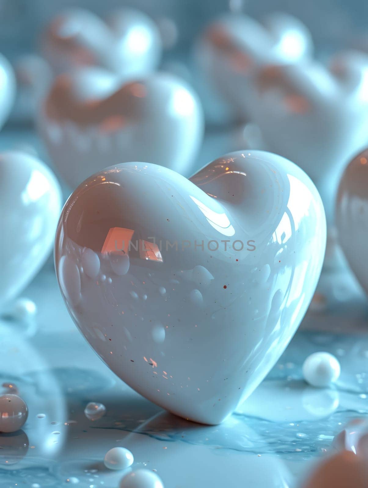 Glass 3D Realistic Heart Shape. Valentine's Day Creative 3D Background. by iliris