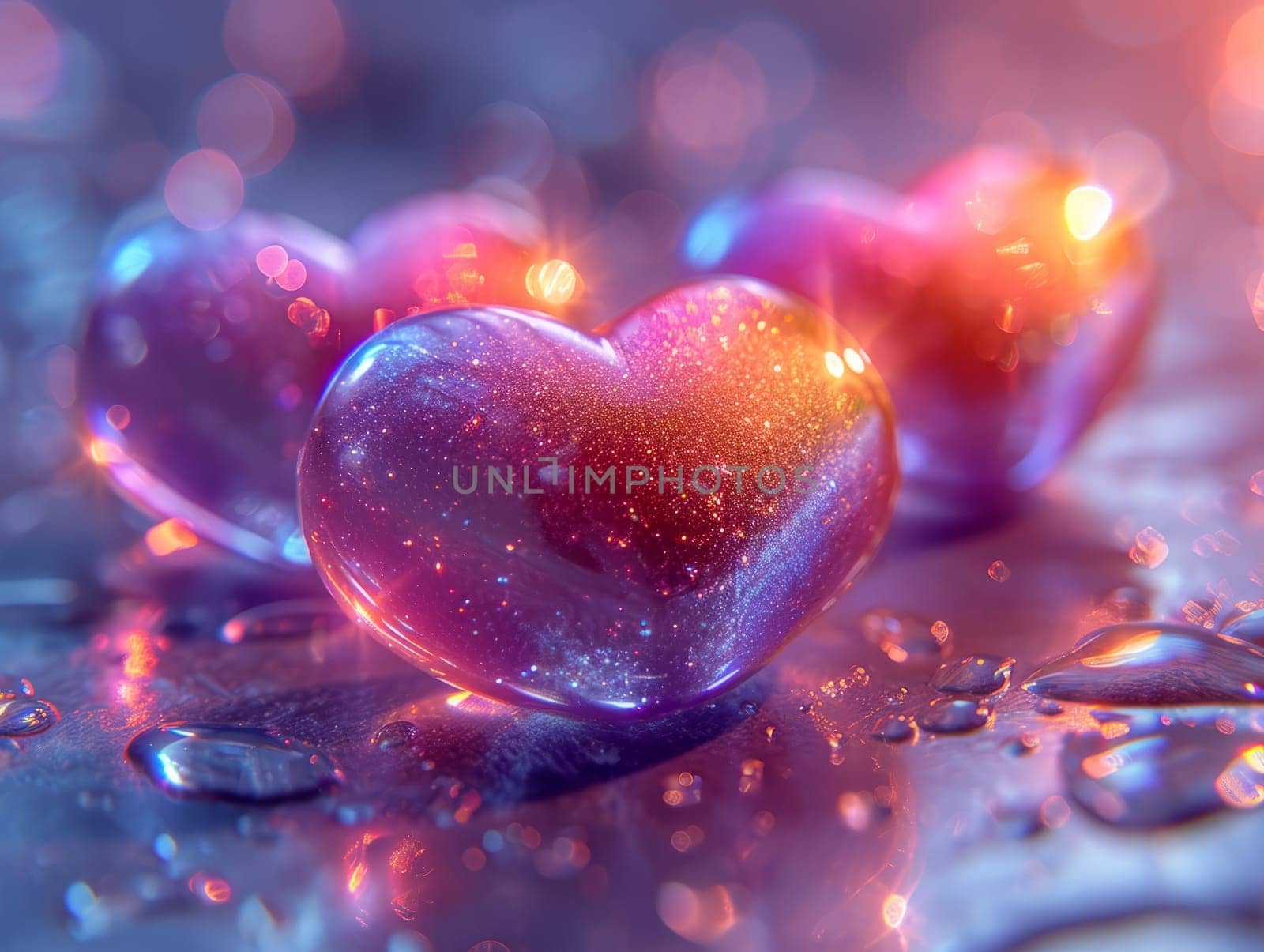 Glass 3D Realistic Heart Shape. Valentine's Day Creative 3D Background. by iliris