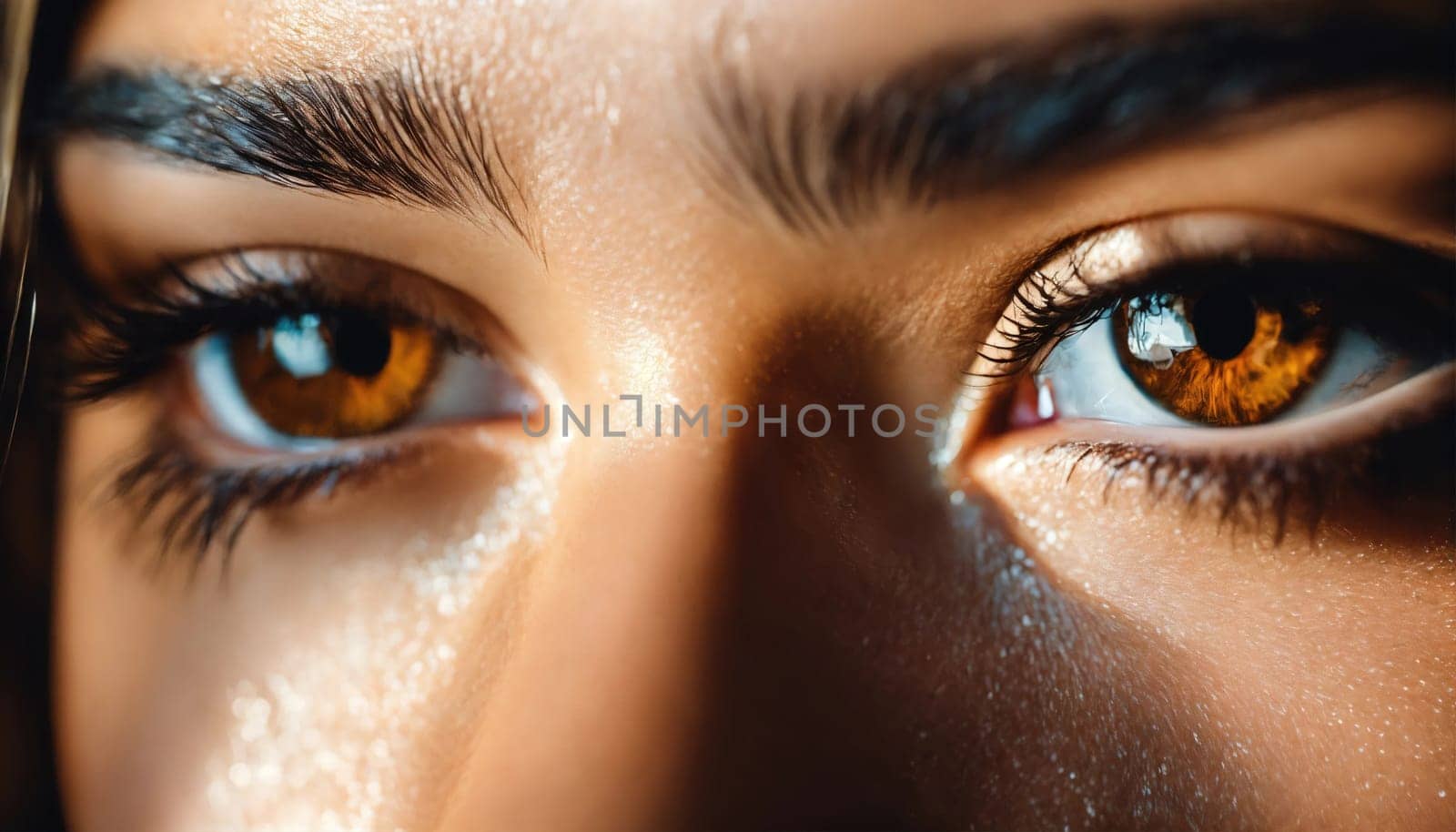 Girl with brown eyes. Close-up. Generative AI. High quality photo