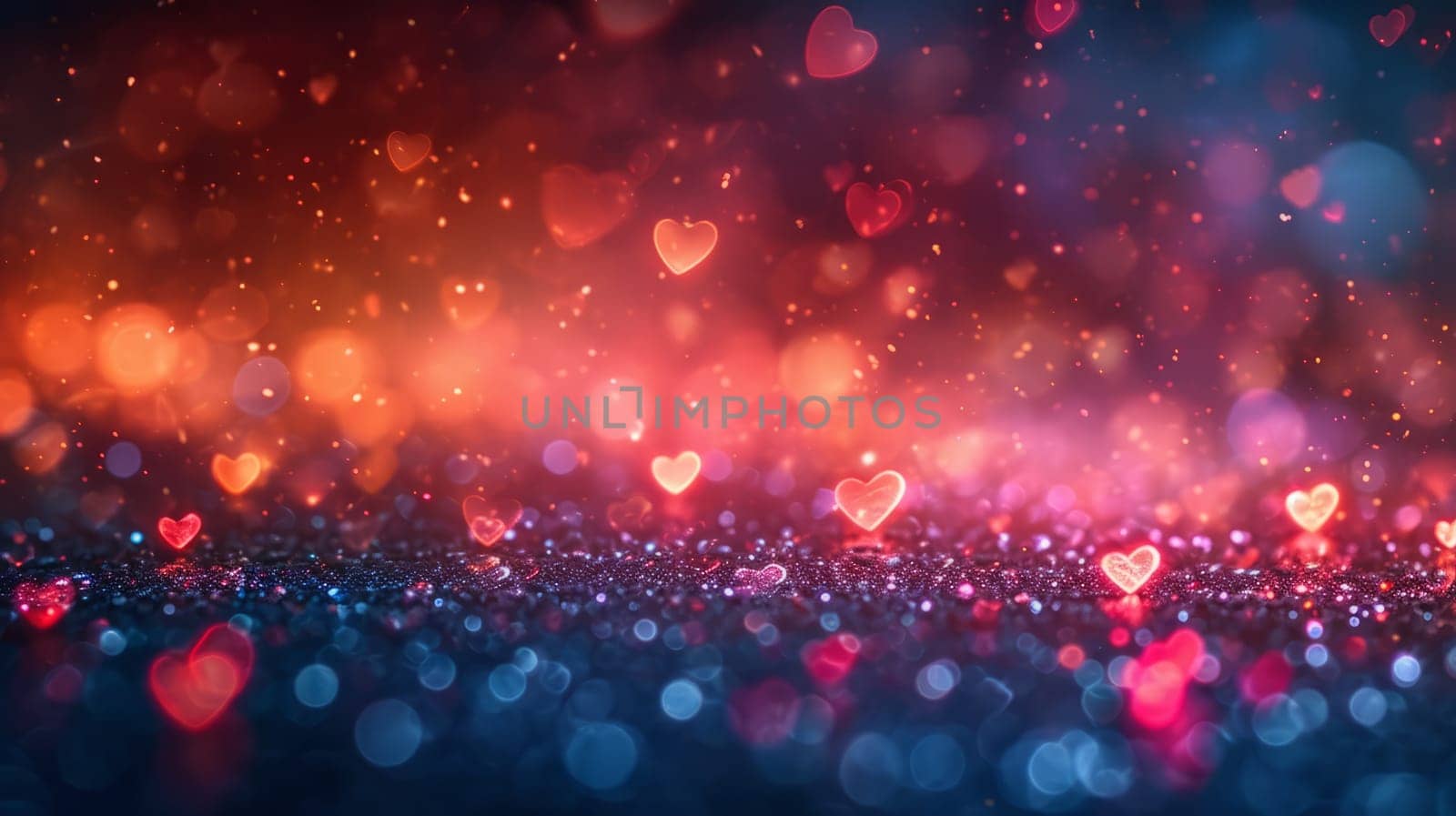 Blurry Bokeh Hearts Creative Background. Valentine's Day Wallpaper . Ai generated