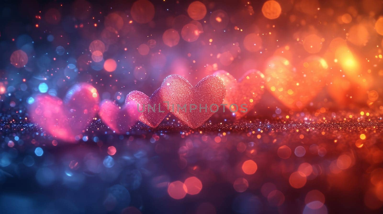 Blurry Bokeh Hearts Creative Background. Valentine's Day Wallpaper . Ai generated