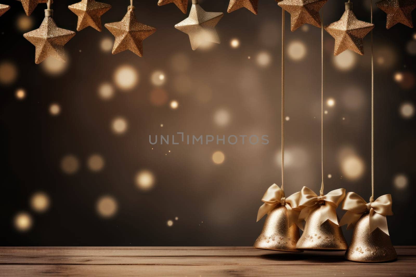 Christmas gift banner bell. Generative AI.