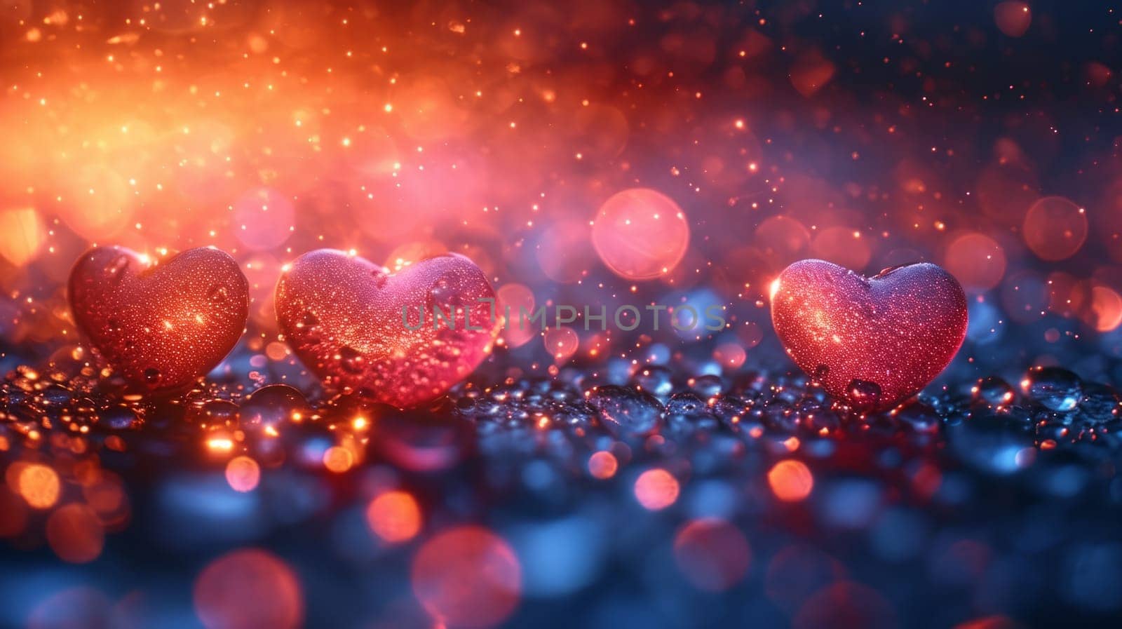 Blurry Bokeh Hearts Creative Background. Valentine's Day Wallpaper . Ai generated