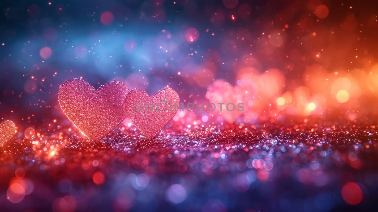 Blurry Bokeh Hearts Creative Background. Valentine's Day Wallpaper . Ai generated