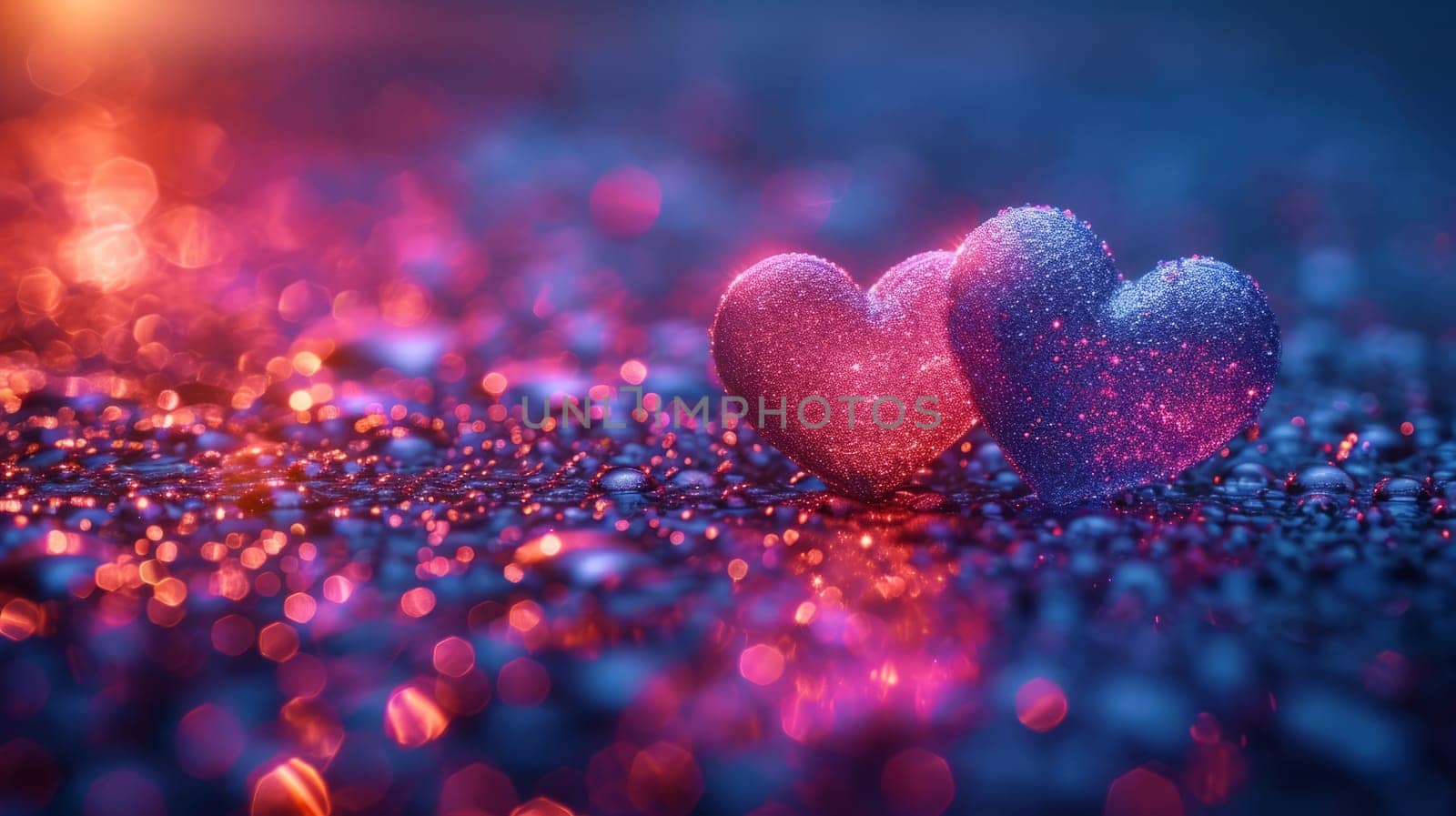 Blurry Bokeh Hearts Creative Background. Valentine's Day Wallpaper . Ai generated