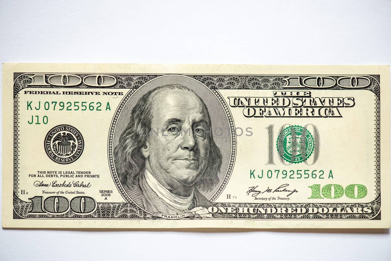 US 100 dollars banknote on white background by OleksandrLipko