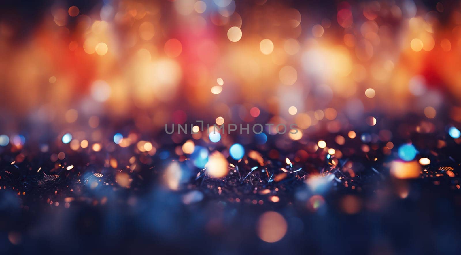 Twinkling Festive Night: A Glittering Bokeh of Shiny Celebration on an Abstract Christmas Party Background by Vichizh