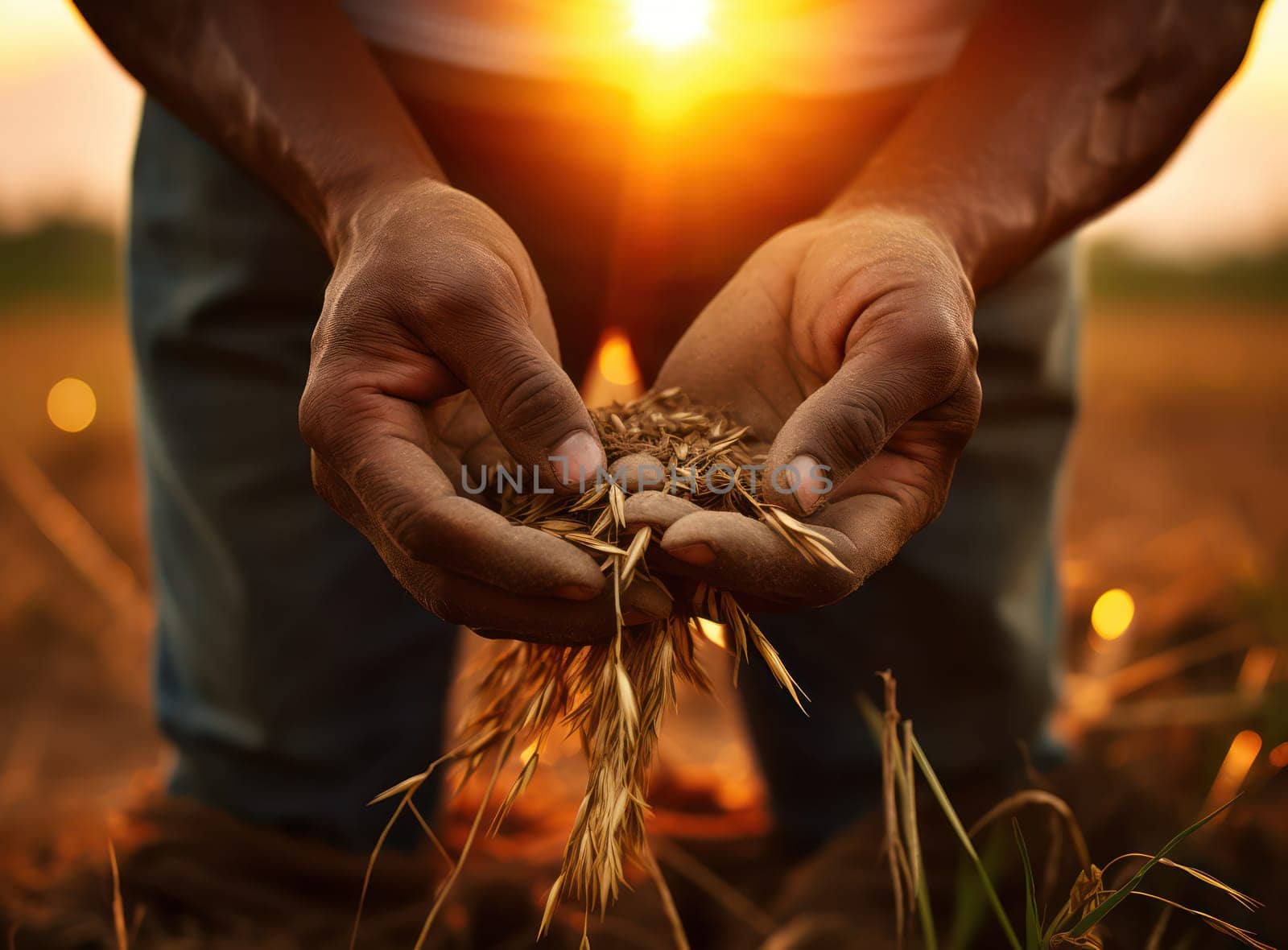 Green Growth: A Farmer's Gentle Hand Planting Organic Seeds in Nature's Care by Vichizh