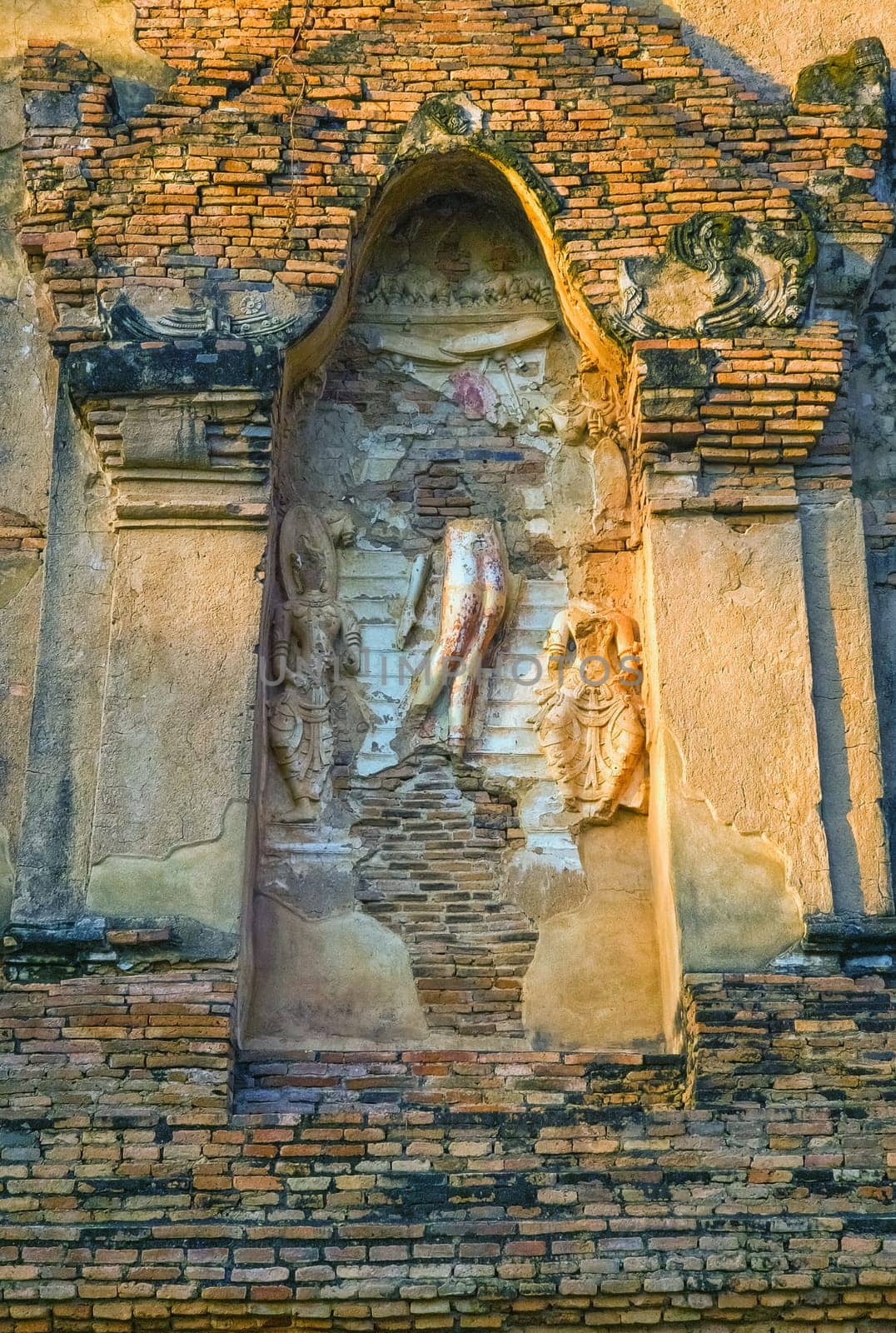 Close up on Wat Thraphang Thong Lang temple in Sukhothai by day, UNESCO World Heritage Site, Thailand