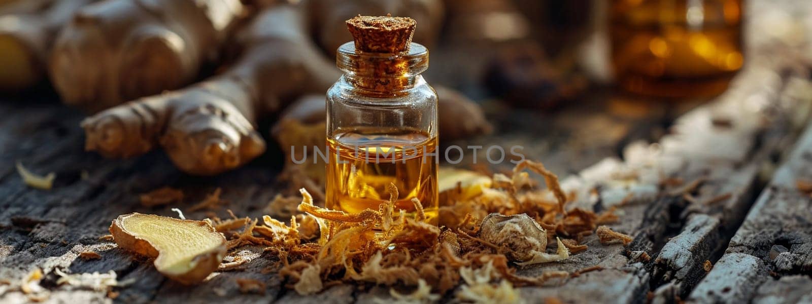 ginger oil extract. selective focus. Object Generative AI,