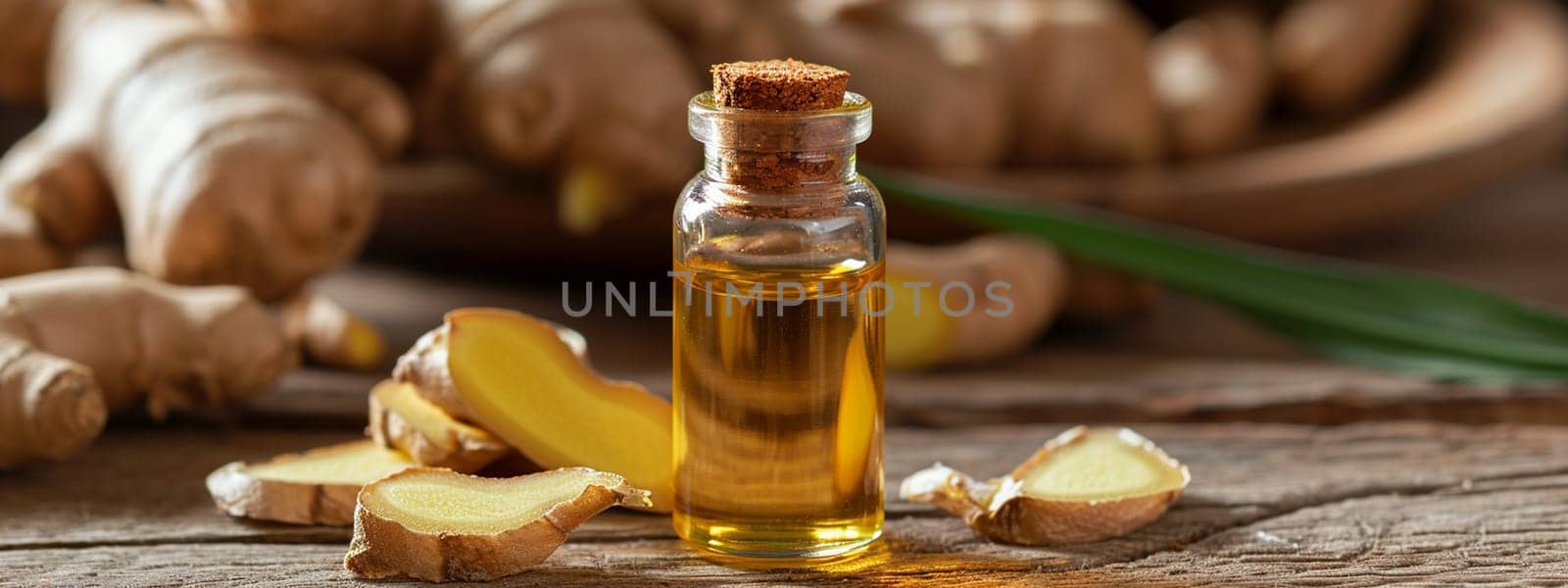 ginger oil extract. selective focus. Object Generative AI,