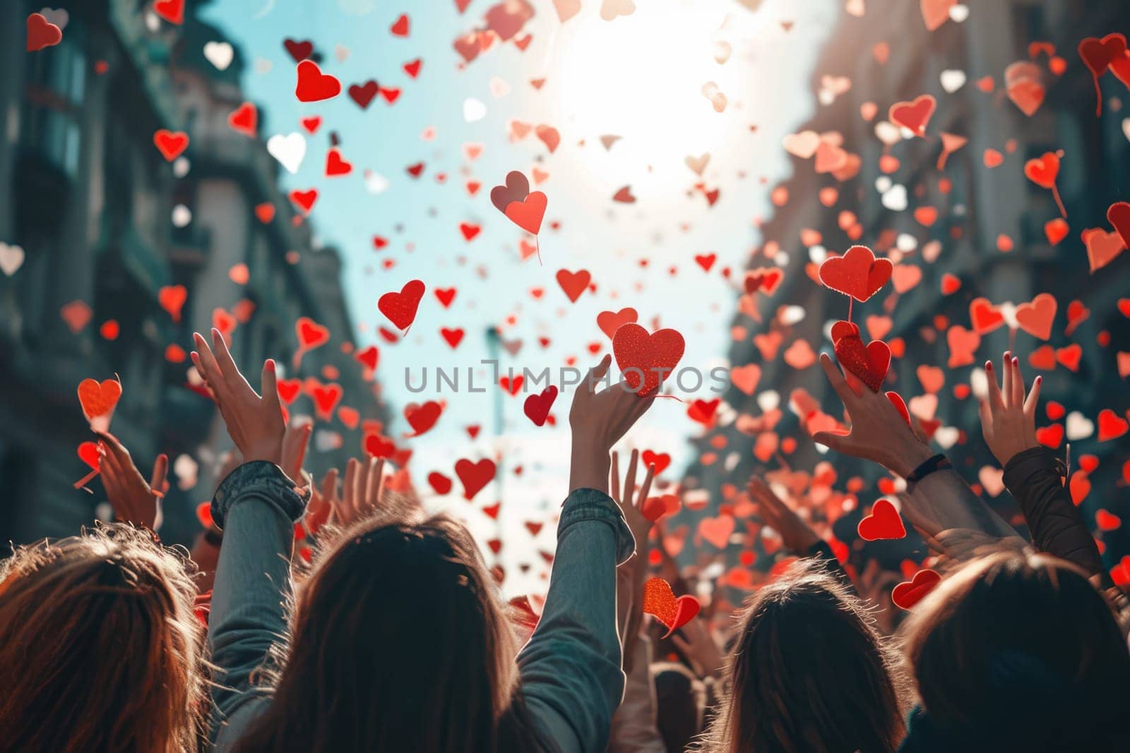 people on the street celebrate valentines day with love and joy pragma