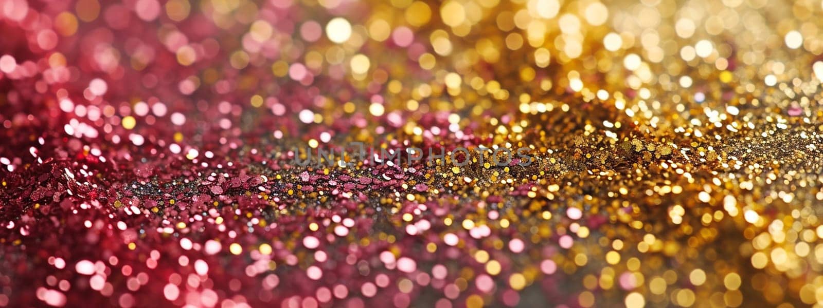 Glitter texture of pink and gold background. selective focus. Generative AI, by mila1784