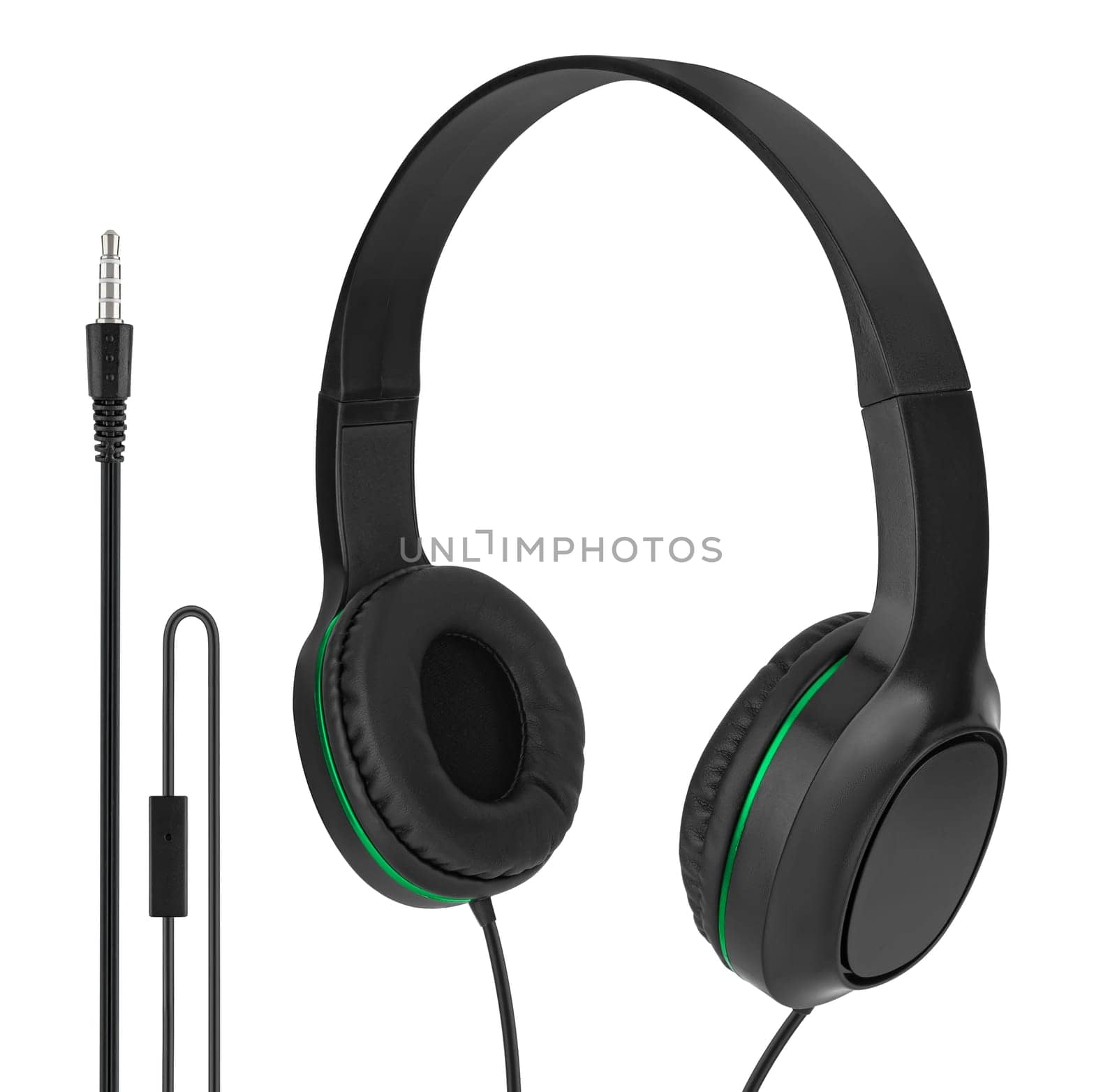 Wired headphones, computer accessory, in isolation on a white background by A_A